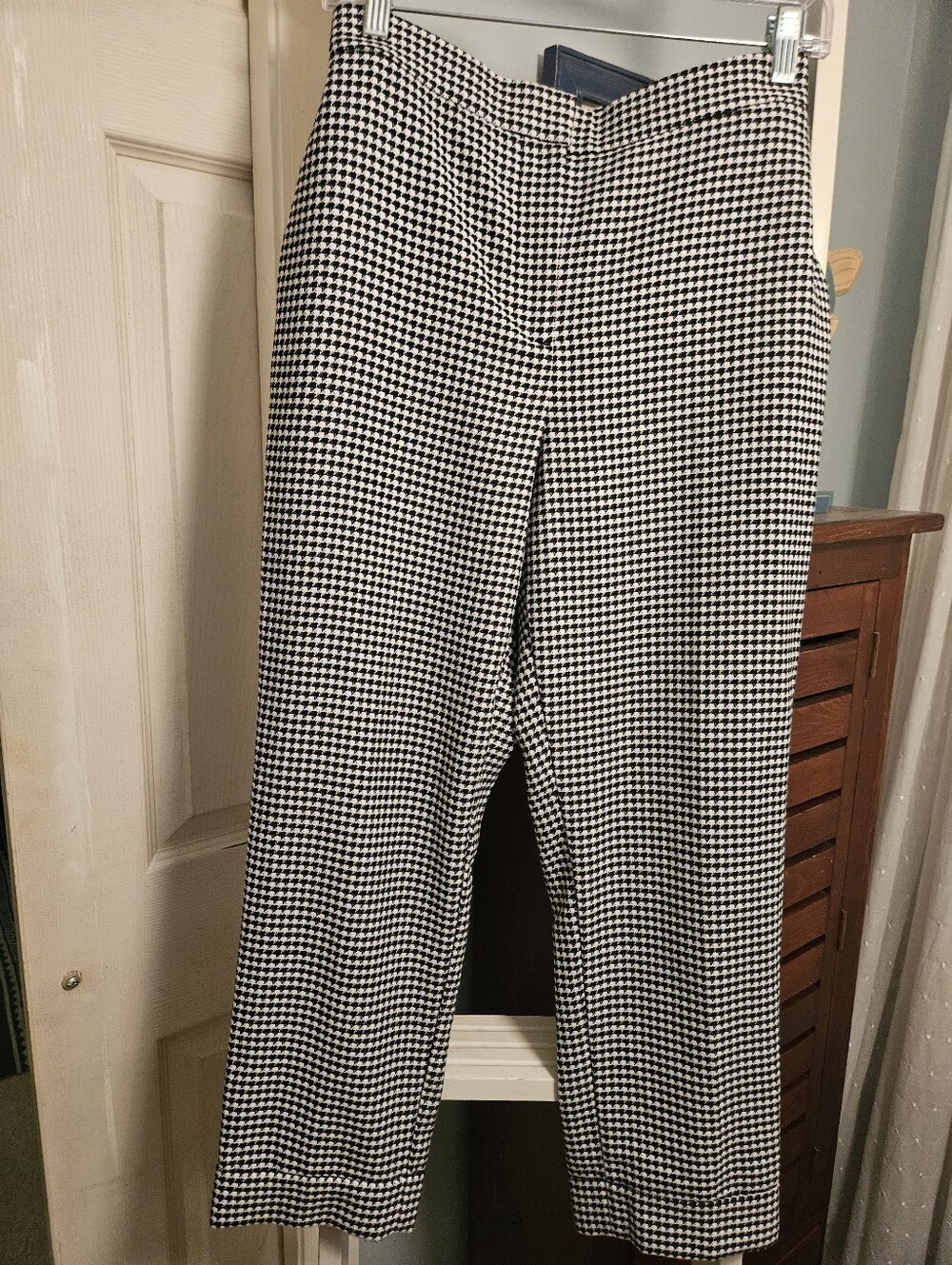 Women's Black and White Houndstooth Dress Pants